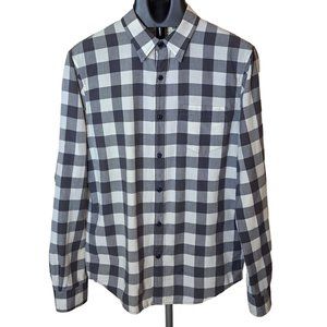Denim & Supply Ralph Lauren Mens Shirt Gray White Plaid Long Sleeve Size Medium